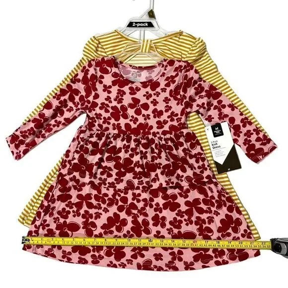 Member's Mark Girls' 2 Pack Dress Red Floral/Stripe Size 3T - Picture 7 of 15